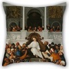 Elegancebeauty The Oil Painting Lodovico Mazzolino - The Twelve-Year-Old Jesus Teaching In The Temple Pillow Shams Of ,18 X 18 Inches / 45 By 45 Cm Decoration,gift For Kids,her,dining Room,gril Frie