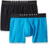 BOSS HUGO BOSS Men's 2-Pack Cyclist Solid Boxer Brief, Blue/Black, Small