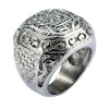 Trendsmax Mens Signet 316L Stainless Steel Ring Rock N' Roll Carved Cross Crown Silver Tone