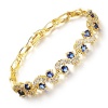 Girl Era Fine Plated Golden Waves Sapphire Bracelet Diamond-Cut Accent Tennis Bracelet(blue)