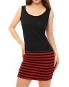 Allegra K Women Sleeveless Stripe Fitted Casual Summer Mini Tank Dress