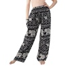 Rita & Risa Women's Boho Elephant Long Loose Pajama PJ Sleep Bottoms Pants