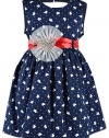 Lilax Little Girls' Heart Printed Dress (5T, Navy)