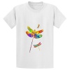 Snowl Colorful Dragonflies Teen Crew Neck Print Shirts White