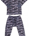 Platinum Junior Boy's Camouflage 2 Piece Thermal Long Sleeve and Pant Underwear Set (Grey, 6)