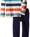 Splendid Boys' Little Boys' Long Sleeve Reverse Print Top with Pant Set, Stripe, 2T