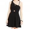 Material Girl Juniors' Printed One-Shoulder Dress, Black, XS