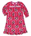 Minnie Mouse Girls Flannel Granny Gown Nightgown Pajamas (4T, Jewel Red/Pink)