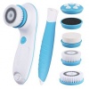 DBPOWER 6-in-1 Waterproof Electric Facial and Body Cleansing Brush with Detachable Handle, Blue