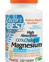 Doctor's Best High Absorption Magnesium Dietary Supplement, 200 mg per 2 tablets, 240 Tablets