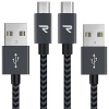 Micro USB Cables (2-Pack 3.3ft) Rampow Nylon Braided Samsung usb cable/charging cords for Android Devices, Galaxy, Sony,Motorola and More - Space Grey