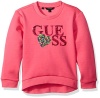 GUESS Little Girls' Long Sleeve Scuba Sequin Knit Logo Top, Raquel Rose, 6X/7
