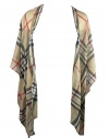 Style&Co. Women's Long Sheer Plaid Kimono Cardigan Wrap, Camel