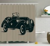 Cars Decor Shower Curtain Set by Ambesonne, Classic Fifties Italian Model Nostalgic Car 50's Star Sign Pop Art Hobby Old-Fashion Image, Bathroom Accessories, 75 Inches Long, Brown Black
