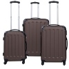 Brown 3 Pcs Luggage Travel Set Bag ABS+PC Trolley Suitcase