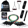 Resistance Band Set - 5 Stackable Exercise Bands - Free Waterproof Carrying Case comes with Door Anchor Attachment, Legs Ankle Straps & Exercise Guide - Anti Snap - 100% Life Time Guarantee