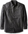 Sean John Men's Big and Tall Raw Black Denim Button up Shirt