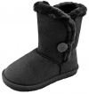 Kids Casual Faux Fur Calf Winter Button Boots Child Baby Shoes (2M US Little Kid, K5803-Black)