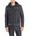 X-Ray Men's Slim Fit Over Dye Washed Jacket with Padded Lining and Removable Hoodie