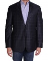 Armani Collezioni Men's Plaid Long Sleeve Button Front Sportscoat in Grey
