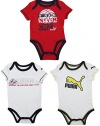 (Pack of 3) Puma Infant One-Piece Short Sleeve Romper / Onesie 6-9M Red & White