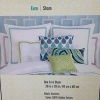 Trina Turk Palm Spring Block 400T Cotton - Solid White w/Turquoise Blue Embroidered Trim - Euro Sham NEW
