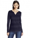 Lucky Brand Women's Lace Stripe Thermal Top