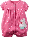 Carter's Baby Girls' Snap-Up Cotton Romper (6 Months, Pink Mouse)