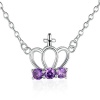 AmDxD Jewelry Gold Plated Women Pendant Necklace Purple Silver Crown CZ,Gift for Girls