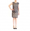 Phoebe Couture by Kay Unger Women's Cap Sleeve Beaded Lines Cocktail Dress