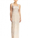 Sue Wong Embroidered Beaded Column Evening Gown Dress