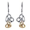 Jessica Simpson Heart Dangle Earrings in Sterling Silver and 10k Yellow Gold