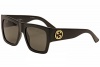 Gucci Women's GG Emphasis Flat Top Oversized Sunglasses, Shiny Black/Brown Grey, One Size