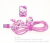 [3 In 1 Multi-Colored] Tospania DIY Protectors for iPhone4/5/6/7 Lightning Cable and USB Charger (Pink Hello Kitty)