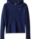 Lacoste Boys' Big Boys' Long Sleeve Jersey Hooded T-Shirt, Navy Blue, 16A