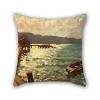 Bestseason The Oil Painting James M. Nairn - Wellington Harbour Cushion Covers Of ,18 X 18 Inches / 45 By 45 Cm Decoration,gift For Husband,coffee House,couples,christmas,kitchen (twin Sides)