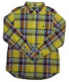 Ralph Lauren Boys' Long Sleeve Blake Plaid Button-down Shirt, XL, Yellow