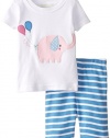 Jojo Maman Bebe Baby Girls' Slim Fit Rib Pajamas, Cornflower White Stripe, 6 12 Months