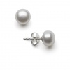 HinsonGayle Handpicked 7.5-8mm Button Shaped Freshwater Cultured Pearl Stud Earrings Sterling Silver