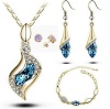 Dundle 18k Gold Plated Light Blue-Purple Sprint Bracelet Swarovski Crystal Two-Earrings Pendant Necklace