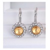Luck Wang Lady's Unique Qualities Circular Fashion Crystal Champagne Diamond Earrings