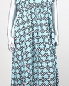 Michael Michael Kors Blue Short-Sleeve Geo-Print Maxi Dress L Msrp