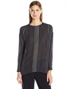 Vince Women's Striped Covered Placket Blouse
