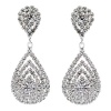 ACCESSORIESFOREVER Bridal Wedding Jewelry Beautiful Dazzle Crystal Dangle Fashion 3D Earring Silver