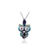 Around 101 Style White Gold Plated Cute Owl Shaped Pandent Pendant Necklace Adorable Czech and Auden Stones