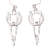 Takobia Women's Brushed Silver Plated Triangle thru Circle Pendant - Crystal Accented - .925 Sterling Silver French Wire Earrings