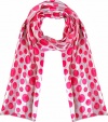 Polka-dot scarf - Chiffon scarf - Lightweight scarf (13x57 inch, Red and white)