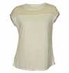 INC Women's Plus Size Short Rhinestone Sleeve Sheer Yoke Shirt 3x White