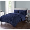 VCNY Modern Solid Geometric Circle Bedding Embroidery Embossed Queen Navy Blue Comforter Set (7 Piece in a Bag)