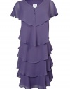 Patra Cap Sleeve Tiered Cocktail Dress Lilac